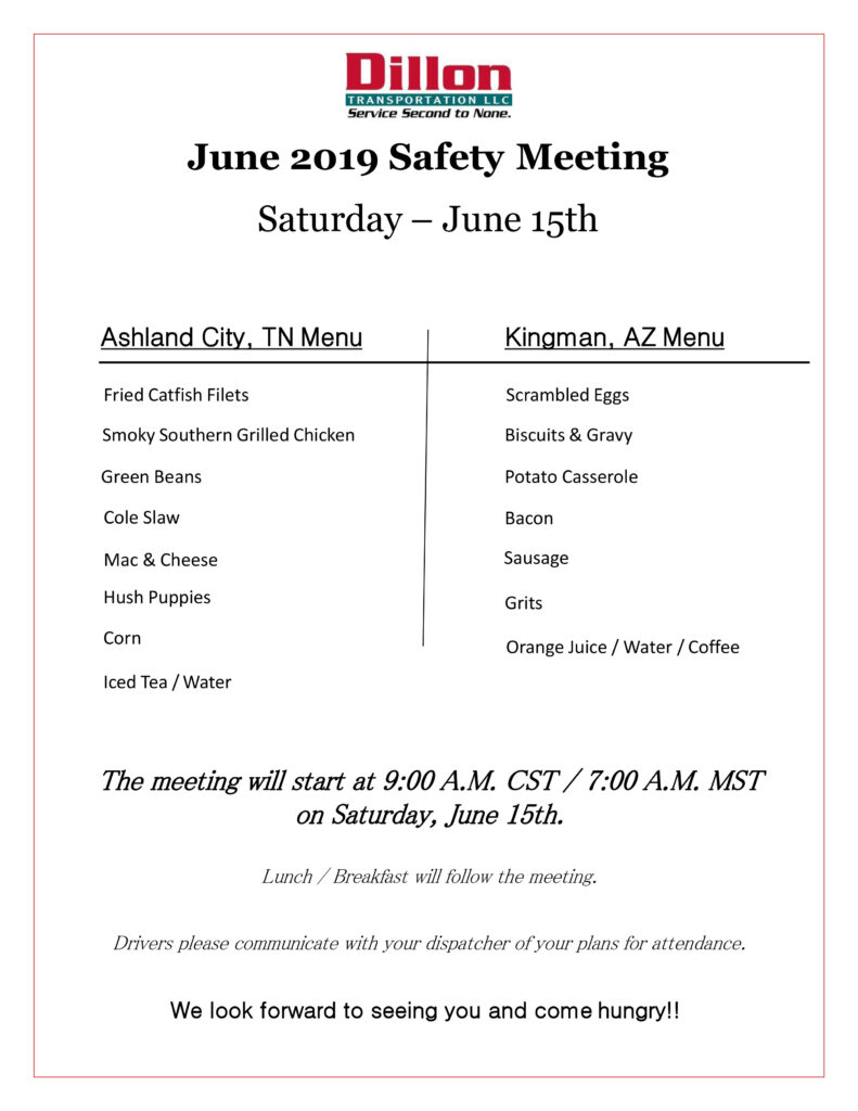 June 2019 drive safety training