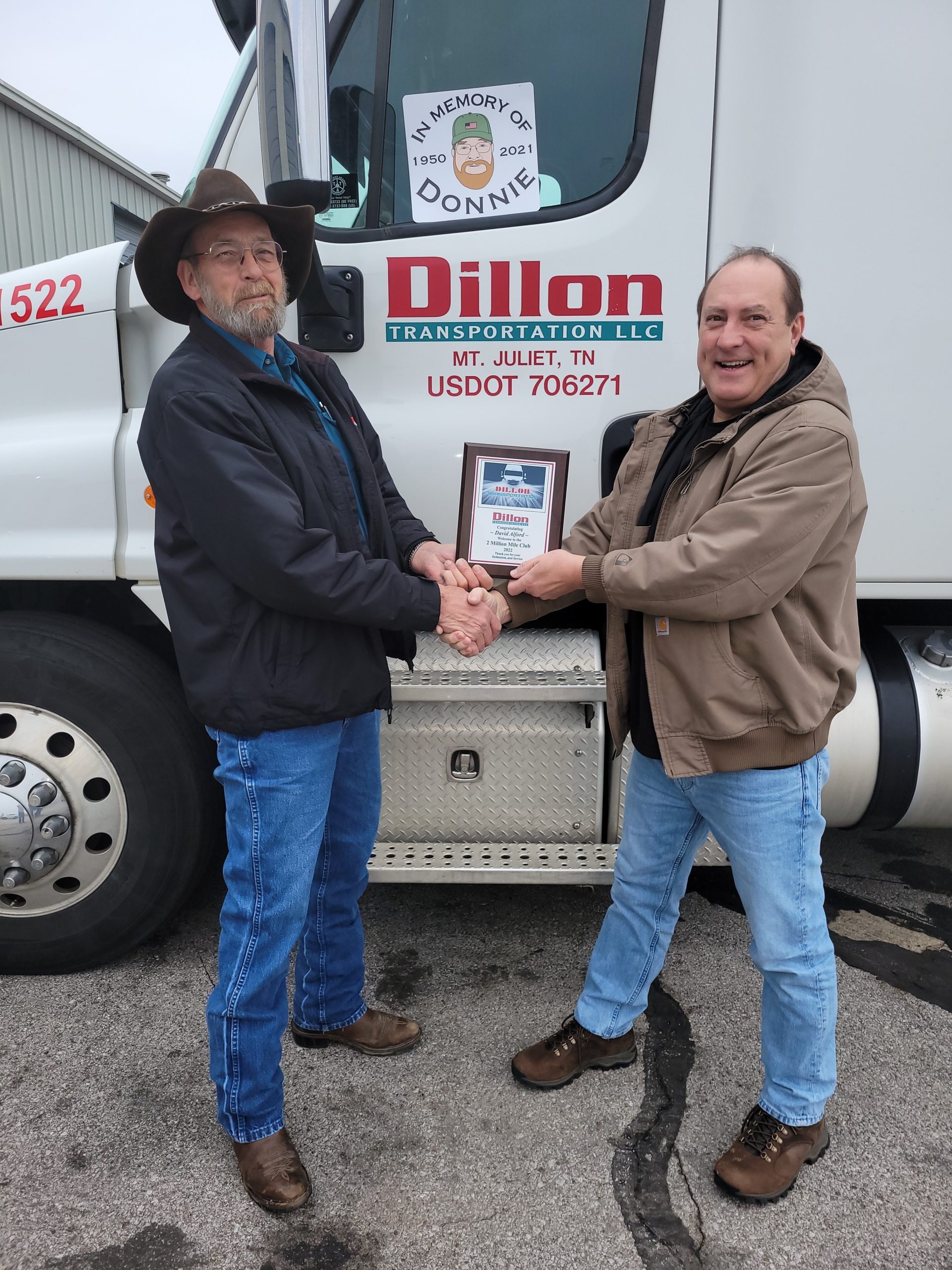 David Alford receiving his plaque for the Million Mile Club honoring his 2 Million Miles of Service!